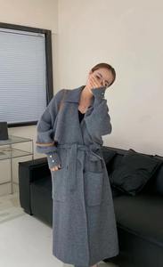 Cárdigan de punto largo con cuello en V grueso y moda de invierno para <span class=keywords><strong>mujer</strong></span> de alta calidad, informal, de talla grande, con cinturón, diseño frontal holgado - Product Image 6