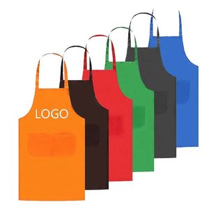 Women Sleeveless 2 Pockets Polyester Washable Black Kitchen Cooking Cleaning Bbq Apron for <b>Advertising</b> - Product Image 1
