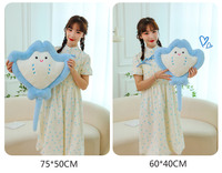 Ins Devil Fish Peluche, Coussin et Poupée en forme de Raie Mignonne, Thème Vie Marine, Cadeau pour Fille, Poupée pour Machine à Pinces, en Coton PP, Anti-stress