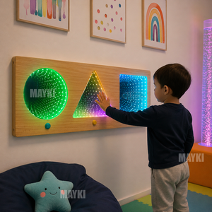 Pannello Sensoriale in Legno con Specchio Infinito, Esperienza Sensoriale, Luce LED Multicolore a Tunnel Infinito per Terapia dei Bambini - Product Image 3