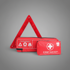 Trousse de premiers secours automobile DIN 13164 avec certificat CE pour les situations d'urgence en extérieur, avec triangle de signalisation - Product Image 5