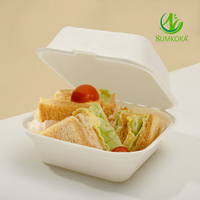 SUMKOKA bagasse jetable boîte à hamburger de 6 pouces compostable micro-ondable emballage biodégradable de hamburger de canne à sucre