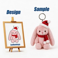 Porte-clés personnalisé en peluche de polyester ultra doux pour Halloween, lapin rose à longues oreilles, pendentif animal en peluche, chapeau de sorcière, citrouille, doudou