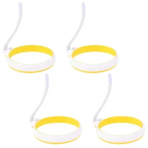 4pcs Round Egg Rings Anéis De Omelete De Silicone Anéis De Panqueca Multi-uso Moldes De Cozimento De Ovo Reutilizáveis