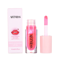 Eigen Merk Roze Verpakte Lip Plumper Gloss 5 Geurende Fruitoliën Langdurige Hydraterende Lipverzorging Tint Voedend
