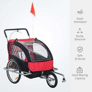 Fácil instalación Desmontable Seguridad Viaje Jogging Transporte Doble Niño Bicicleta <span class=keywords><strong>Remolque</strong></span> Camper <span class=keywords><strong>Ebike</strong></span> Pet Trailer - Product Image 2