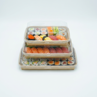 Boîte à sushi jetable de qualité alimentaire recyclable, en papier kraft, imperméable, écologique, à emporter, biodégradable, en pulpe de papier recyclé