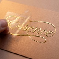 Autocollant de logo en vinyle doré personnalisé de luxe, durable, en relief 3D, avec forme personnalisée pour flacon de parfum ou de cosmétique