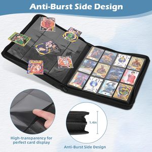 High Quality PU <b>Leather</b> 12 Pockets 9 Card <b>Binder</b> Secure Zipper Custom Black for Trading Card Storage Album - Product Image 6