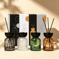 Bouteille diffuseur en verre coloré de 150 ml avec couvercle en bois, vide, pour diffuseur à bâtonnets, décoration parfumée pour la maison et l'hôtel