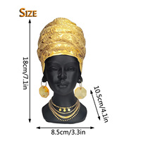 Statue de tête de femme africaine avec chapeau doré, en résine, style créatif, pour décoration intérieure, exposition culturelle, cadeaux uniques