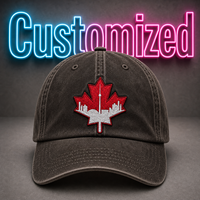 Gorra de Béisbol Vintage de Algodón Lavado con Bordado Personalizado del Logotipo de la Ciudad de Maple Leaf, Canadá, al por Mayor OEM