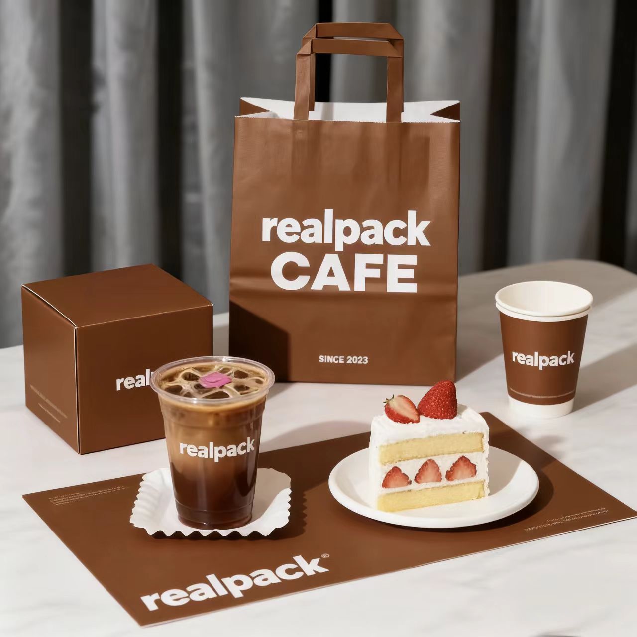 Customized One-Stop Paper Cup Packaging For Coffee Takeaway And Cake Boxes With Personalized Logo
