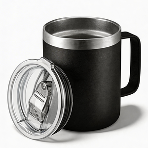 定制标志12盎司14盎司16盎司24盎司不锈钢绝缘咖啡杯带手柄双壁真空旅行杯带盖 - Product Image 1