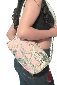 Bolsos de Mano Tradicionales Indios de Algodón, Bolsos de Compras Florales Cosidos a Mano, Bolsos de Hombro Acolchados, Bolsos Casuales Grandes, Bolsos de Mano para Mujer - Product Image 4