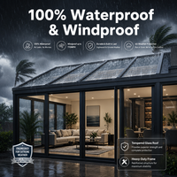 [Direct Usine] Véranda Moderne Personnalisée en Aluminium avec Toit en Verre Trempé Étanche pour Jardin, Balcon, Patio, Terrasse
