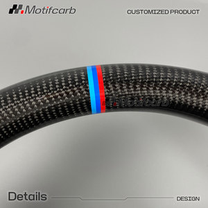 Volante de fibra de carbono personalizado LCI para BMW Serie 3 5 G02 G20 G30 X3 X4 X5 M3 M4 M5 con empuñaduras de cuero rojo - Product Image 4