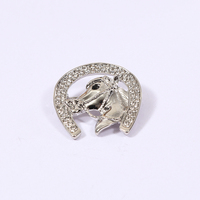 Broche en alliage de zinc de haute qualité, pas cher, avec strass blancs en forme de tête de cheval