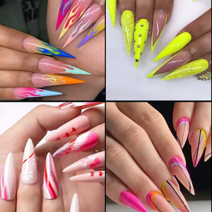 500 cái/hộp Hỗn Hợp Kích Thước Trong Suốt Acrylic Stiletto Nail Mẹo Pháp Phong Cách Tự Làm Móng Tay Mở Rộng Công Cụ Với Giả Ép Móng Tay - Product Image 4