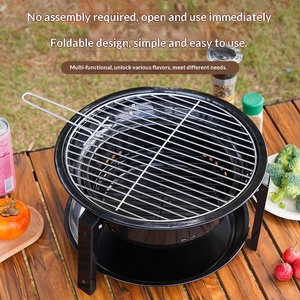 Barbecue portable au <span class=keywords><strong>charbon</strong></span> de bois, gril multifonctionnel en fer pliable et détachable, pour camping en plein air et cour - Product Image 6