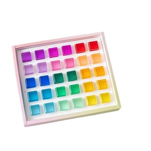 Cao trong suốt nhựa Acrylic khối xây dựng sáng tạo trong suốt đá quý Cubic cầu vồng Đồ chơi giáo dục cho trẻ em 5 7 năm - Product Image 1