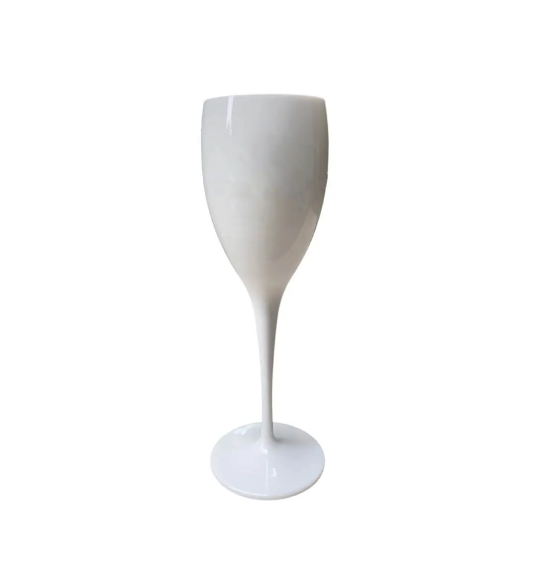 OEMカスタムストックアイスインペリアルレタリング飲用グラスゴブレットフルートアクリルブラックホワイトプラスチックシャンパンワインゴブレットグラス