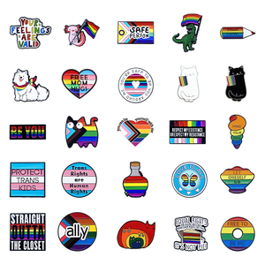 25 styles de boutons <span class=keywords><strong>LGBT</strong></span> personnalisés, série de broches mignonnes LGBTQ, épingles de revers en métal émaillé avec lettres et animaux - Product Image 6