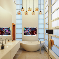 Soulaca TV intelligente de salle de bain 4K UHD de 32 pouces avec tuner analogique et numérique Panneau de miroir intelligent Haut-parleurs intégrés étanches IP65