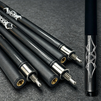 Queue de billard noire SQF, incrustation argentée, design sculpté, fût en fibre de carbone 1/2, joint en acier inoxydable, qualité professionnelle de luxe