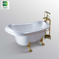 Baignoire autoportante en acrylique courbe sans joint populaire pour salle de bain avec massage par jets d'eau