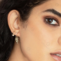 Gemnel - Juego de Aretes de Aro con Dijes de Corazón de Plata de Ley 925 y Oro de 18 Quilates para Mejores Amigas