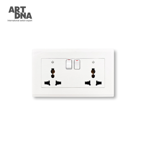 Prise murale électrique universelle double ARTDNA 16A 250V avec interrupteur et voyant néon - Product Image 1