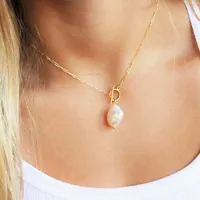Collier chaîne à maillons en acier inoxydable EMANCO minimaliste avec fermoir OT, couleur or 14 carats, bijoux tendance pour femmes, pour tous les jours et les soirées
