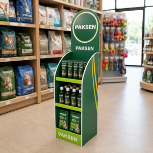 Pet Food Display Corrugated Paper Floor <b>Stand</b> 3-Tier Green Rack For Dog Treats Supplies Supermarket Pet Zone - Product Image 2