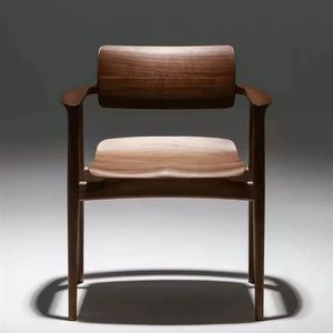 Silla de comedor de madera maciza, color nogal y fresno, estilo nórdico minimalista retro para comedor, adultos y personas mayores - Product Image 1