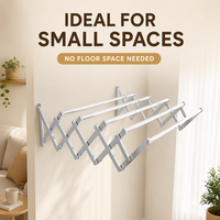 Séchoir à linge mural rétractable et pliable pour extérieur, avec système de tirage et de poussée