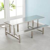 Ensembles de tables et chaises de cantine scolaire modernes et minimalistes, ensembles de salle à manger personnalisables en acier inoxydable pour le personnel et les étudiants (4-8 personnes)