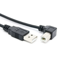 Cable de impresora de datos USB2.0 de 0,3 m y 1,5 m, ángulo de 90 grados, codo derecho izquierdo macho tipo B para Escáner de ordenador, auriculares de carga rápida 3A