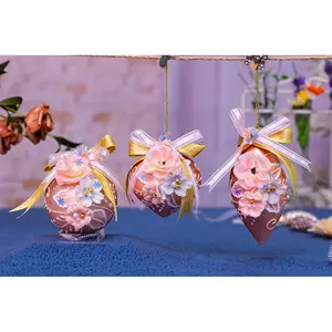 Onion Shape Lovely Christmas Ball Ornament Artificial Flower Decoration Pink New Style Festival Christmas Tree Hanging Ornaments