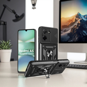 Phong cách Redmi A5 & lưu ý 14 4g PC điện thoại trường hợp Magnetic bìa với kim loại vòng đứng - Product Image 1