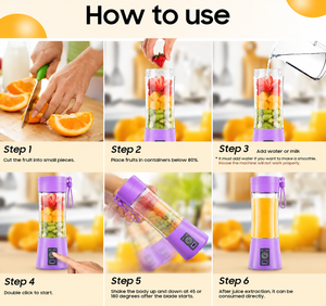 Vaso Mezclador Portátil, Licuadora Personal para Frutas, Recargable por USB, 380 ml, Exprimidor Eléctrico de Presión en Frío, Acero Inoxidable, para el Hogar - Product Image 5