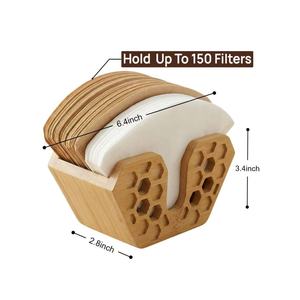 Soporte de madera para filtro de café, color madera natural, fácil de usar, organizador de escritorio para sala de té - Product Image 4