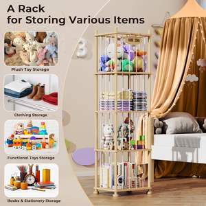 Organisateur de rangement pour animaux en <span class=keywords><strong>peluche</strong></span> pour enfants, étagère de rangement pour jouets en bois de pin massif avec étagères amovibles, grand support pour animaux en <span class=keywords><strong>peluche</strong></span> - Product Image 4