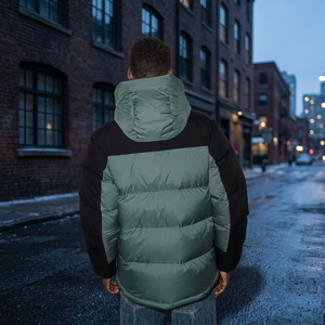 Veste d'hiver en polyester de haute qualité pour homme, coupe-vent, imperméable, col montant, design bicolore, grande taille, respirante - Product Image 3