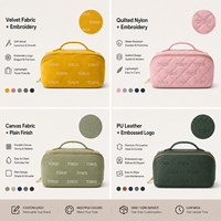 Sac cosmétique en velours doux grande capacité personnalisé OEM, broderie logo sur mesure, organiseur de maquillage, faible MOQ, pochette de voyage, vente en gros