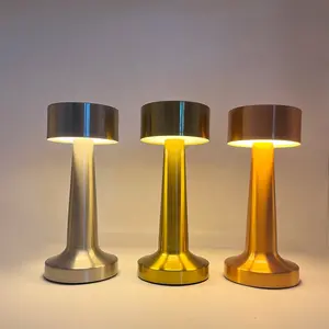 Lampe de Table LED en métal moderne avec capteur tactile, veilleuse de bureau rétro, Rechargeable par USB, sans fil, pour Restaurant, hôtel