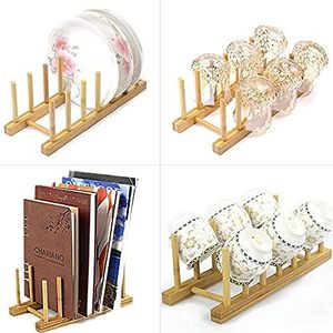 Bamboo Dish <b>Rack</b> <b>Plate</b> Holder Quick Dry Draining <b>Rack</b> Kitchen Storage Stand - Product Image 2