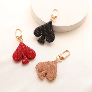 Nouveau strass pêche coeur forme porte-clés <span class=keywords><strong>cartable</strong></span> pendentif mode voiture porte-clés cristal strass porte-clés coeur porte-clés - Product Image 4