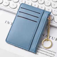 Porte-cartes en cuir PU unisexe à logo personnalisé, élégant, avec clip pour documents, porte-cartes de crédit, portefeuille avec porte-clés pour femmes