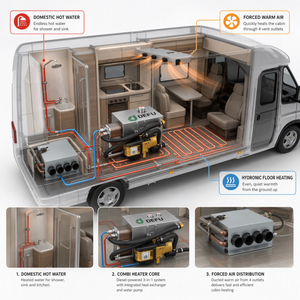 Chauffe-eau diesel 5KW, chauffe-eau et <span class=keywords><strong>chauffage</strong></span> combinés 12V 24V 220V pour <span class=keywords><strong>camping</strong></span>-<span class=keywords><strong>car</strong></span>, caravane, salle de bain, douche - Product Image 1